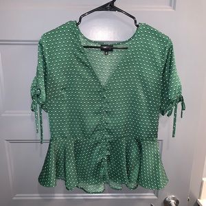 Green Polka Dot Blouse